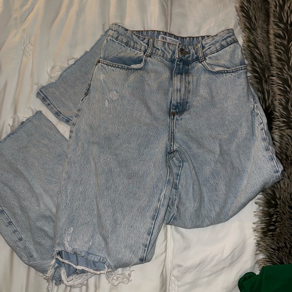 Zara Wide Leg Snow Wash Jeans - Picture 2 of 4